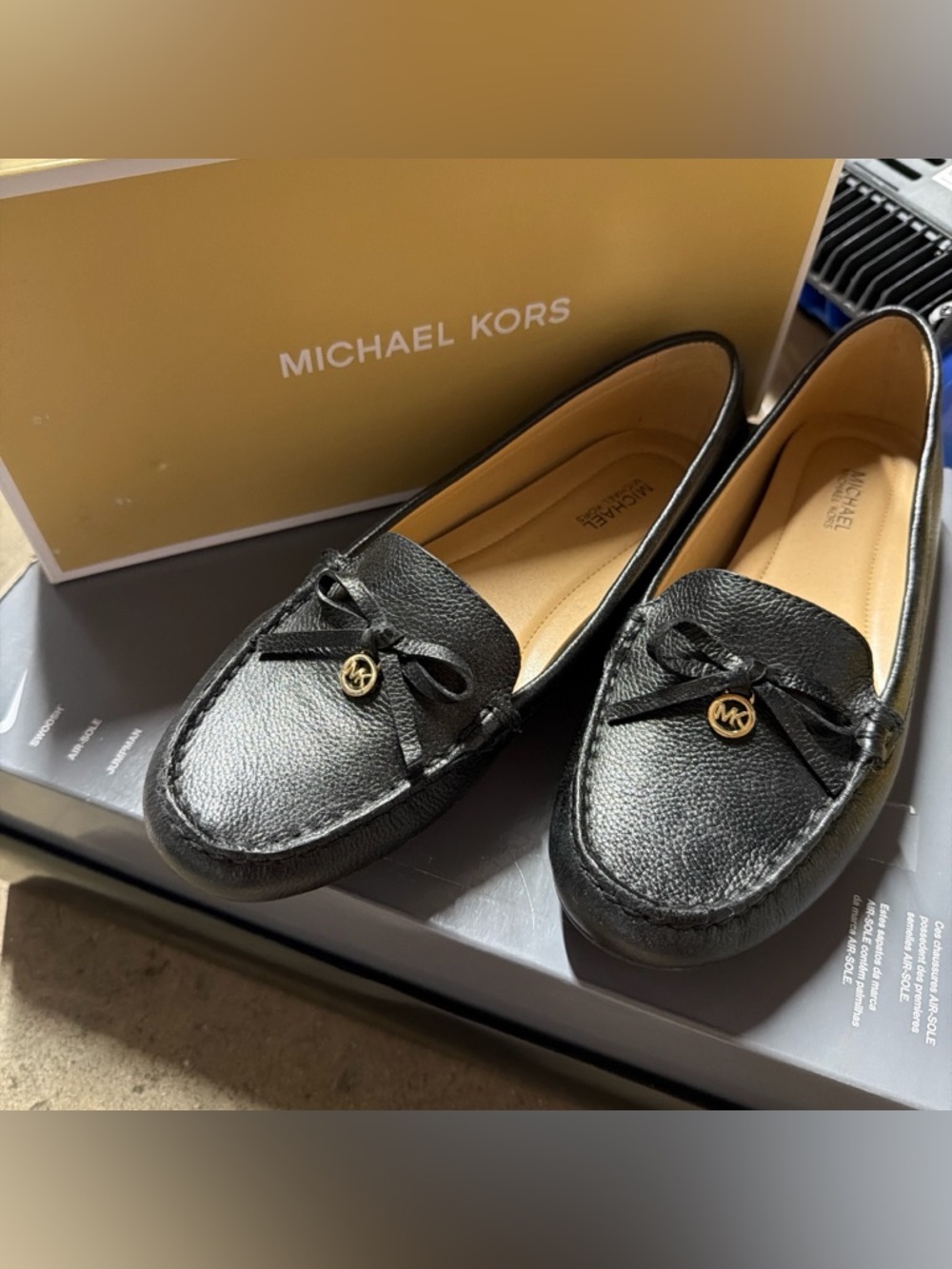 Michael Kors Black Leather Bow Flats